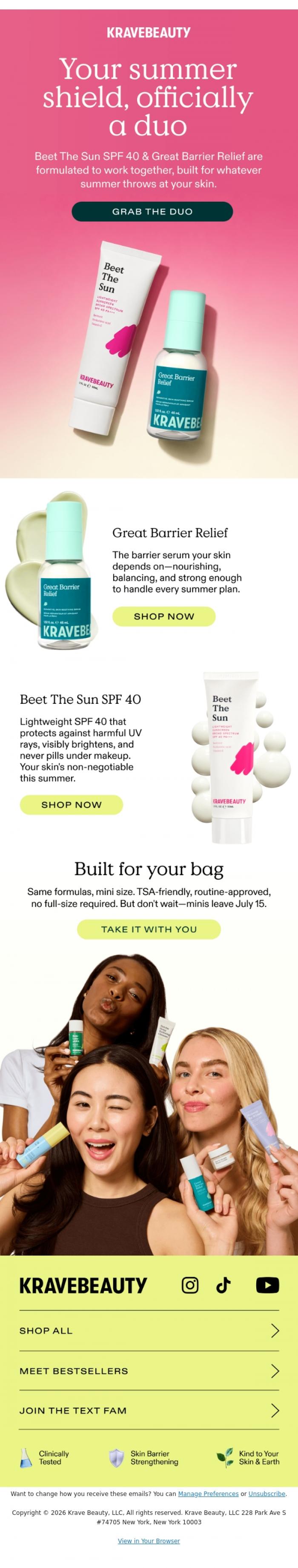Email Design Inspiration from KraveBeauty, Your Summer Duo Just Dropped