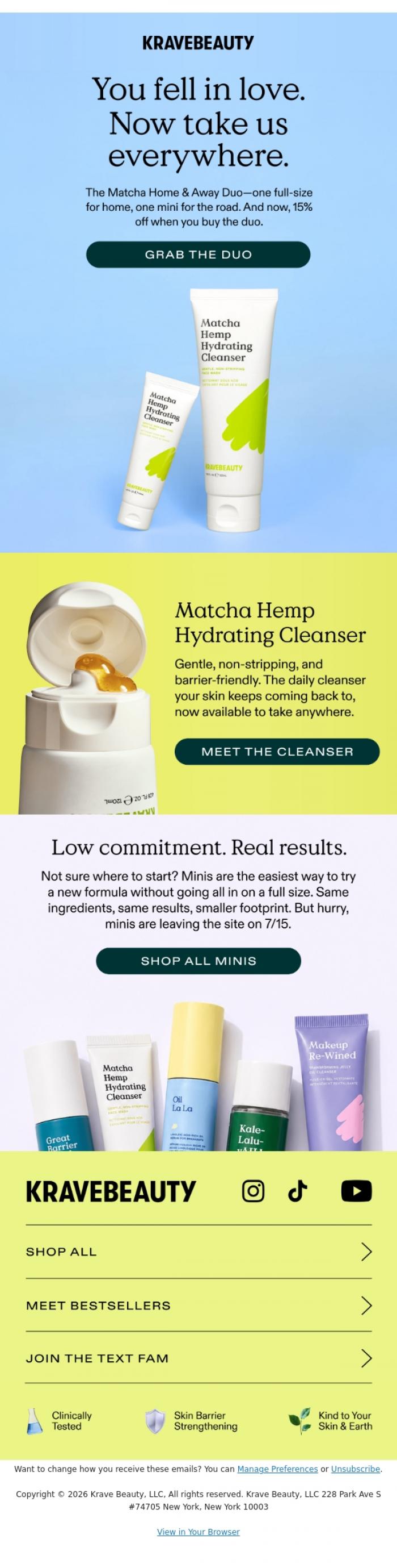 Email Design Inspiration from KraveBeauty, You Fell in Love-Now Take Us Everywhere. 🧖🏽&zwj;♀️