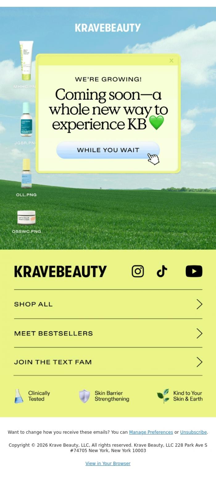 Email Design Inspiration from KraveBeauty, WATCH THIS SPACE 👀