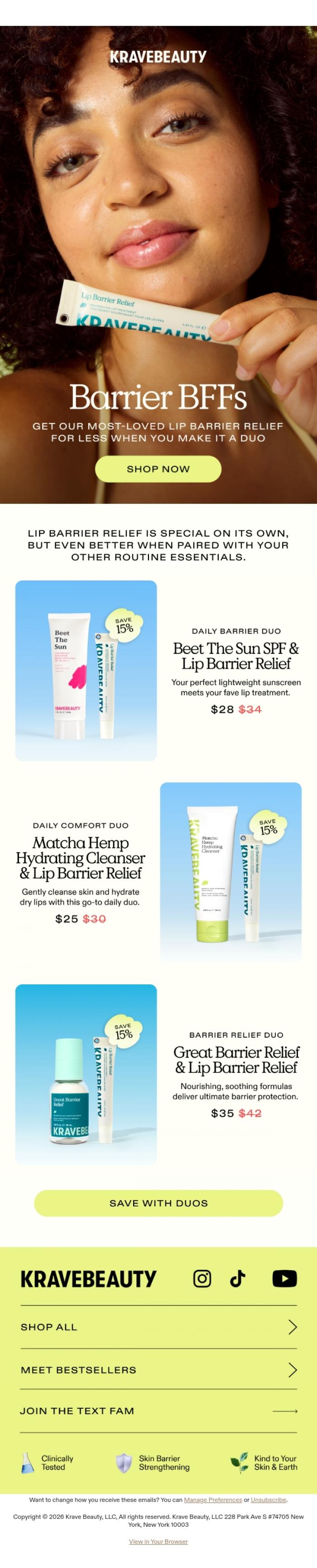 Email Design Inspiration from KraveBeauty, The duos you've been waiting for
