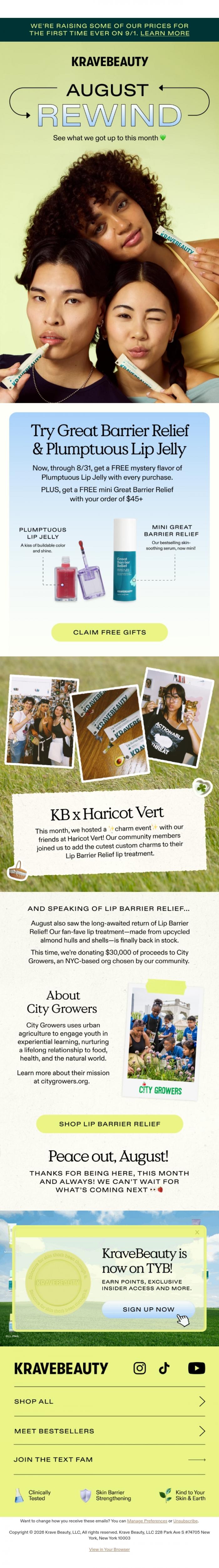 Email Design Inspiration from KraveBeauty, Let's catch up 💚