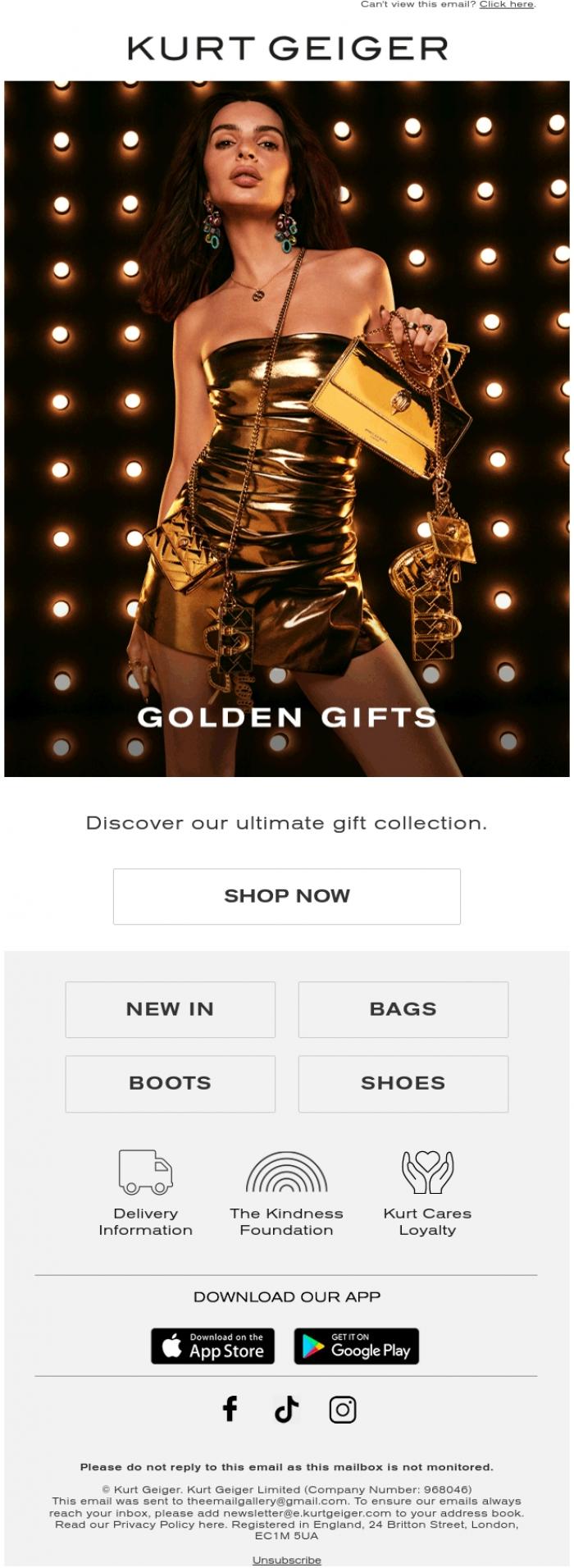 Email Design Inspiration from Kurt Geiger, The Festive Collection Starring Emily Ratajkowski