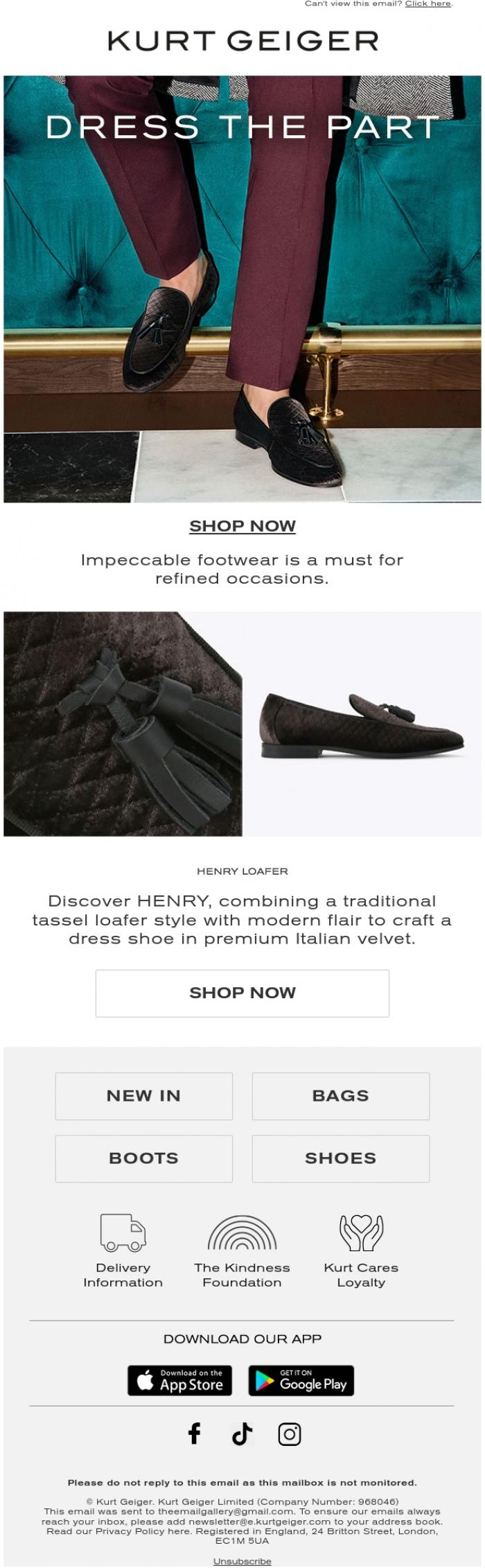 Email Design Inspiration from Kurt Geiger, Dress The Part
