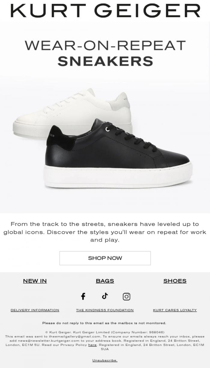 Email Design Inspiration from Kurt Geiger, Sneakers To Wear On Repeat