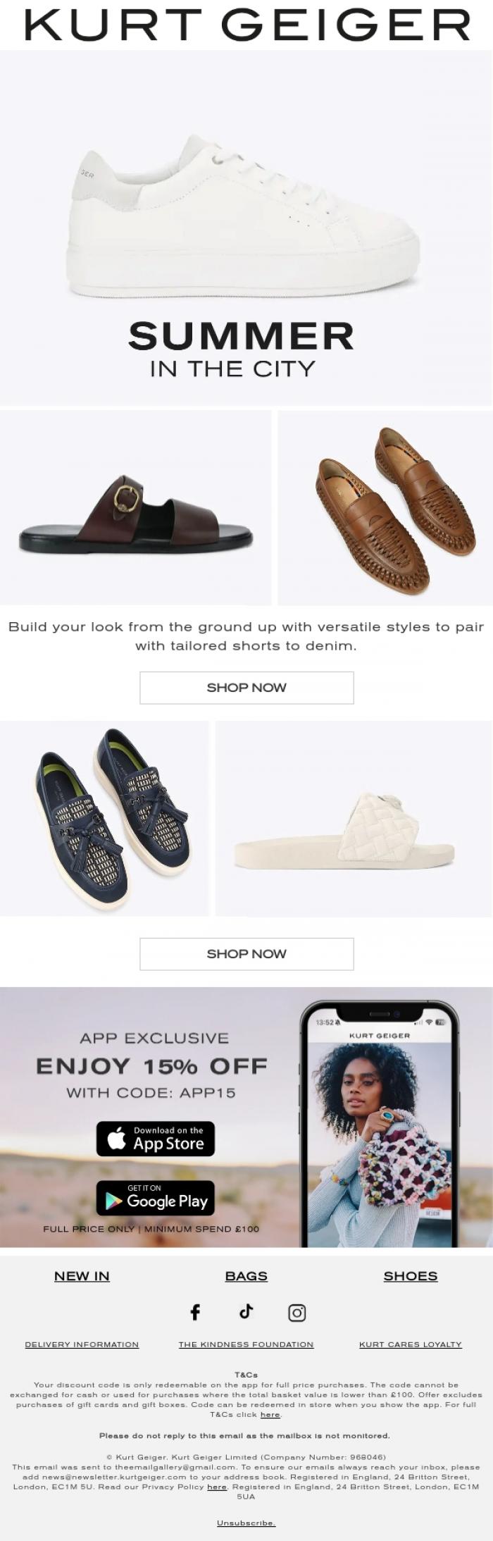 Email Design Inspiration from Kurt Geiger, Summer In The City