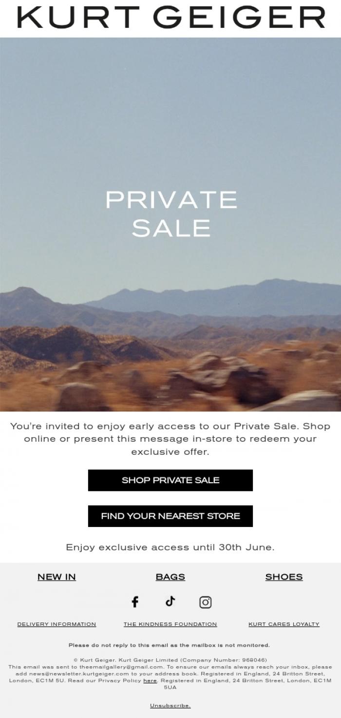 Email Design Inspiration from Kurt Geiger, Early Access | Private Sale