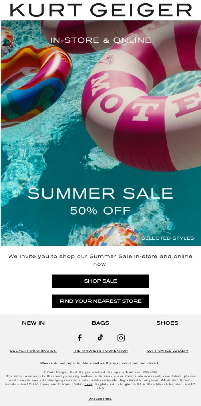 Email Design Inspiration from Kurt Geiger, The Summer Sale Has Arrived