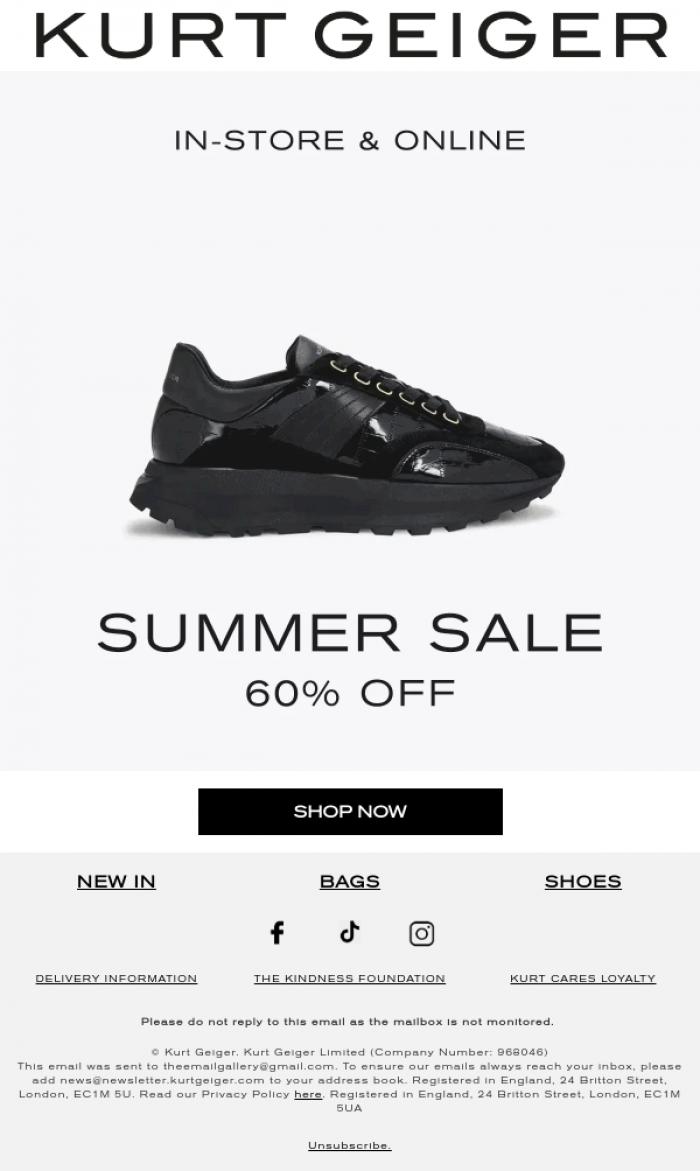 Email Design Inspiration from Kurt Geiger, Our Summer Sale Continues