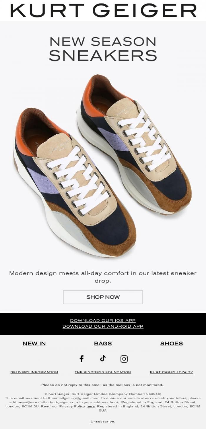 Email Design Inspiration from Kurt Geiger, New Season, Fresh Energy