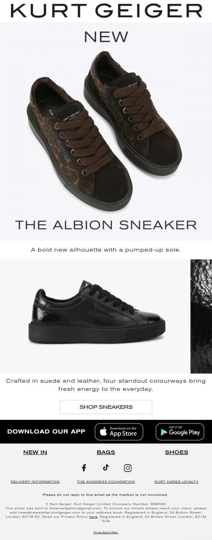 Email Design Inspiration from Kurt Geiger, Just Dropped | The Albion Sneaker