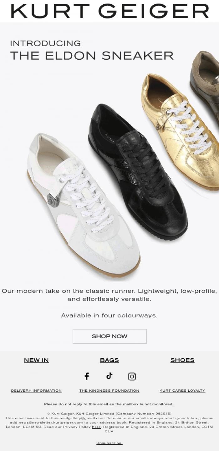 Email Design Inspiration from Kurt Geiger, Just Dropped | The Eldon Sneaker