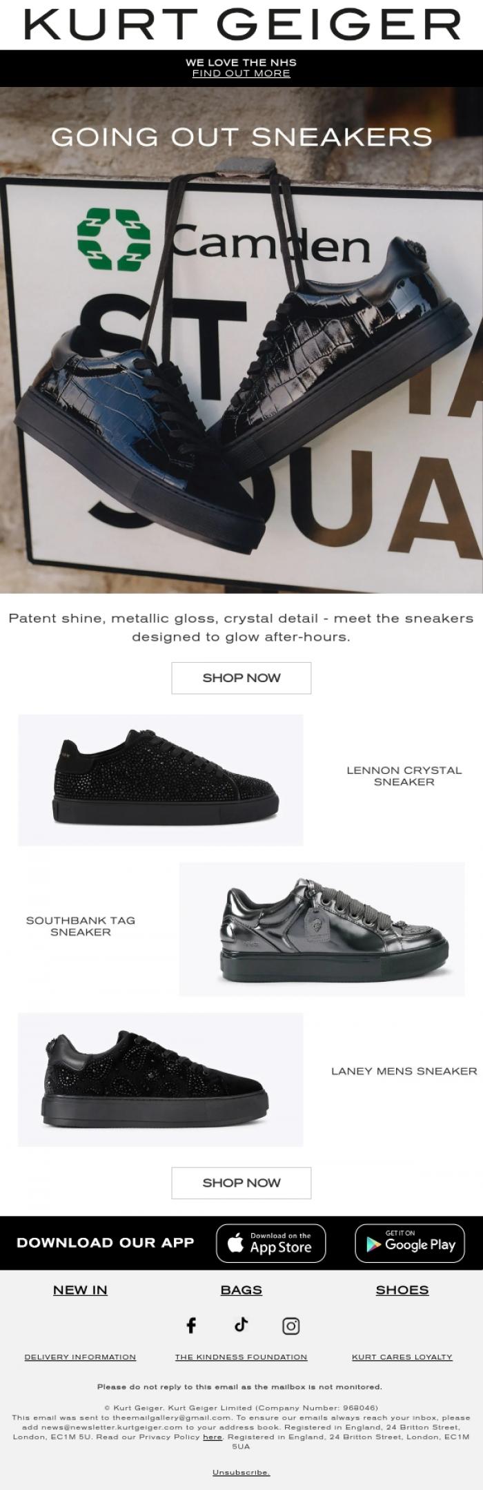Email Design Inspiration from Kurt Geiger, Going Out Sneakers