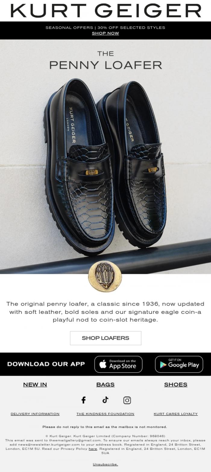 Email Design Inspiration from Kurt Geiger, The Penny Loafer