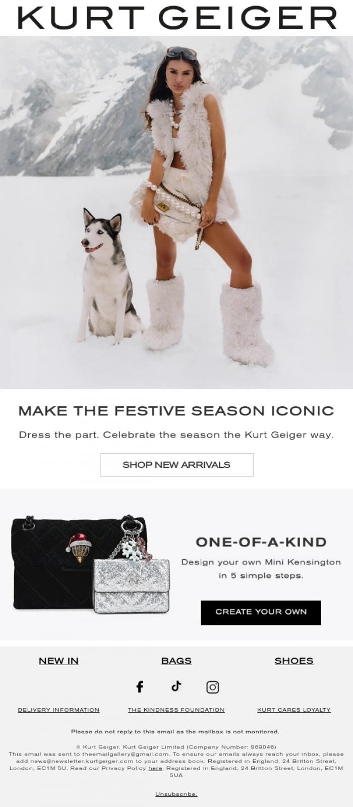 Email Design Inspiration from Kurt Geiger, Make The Festive Season Iconic