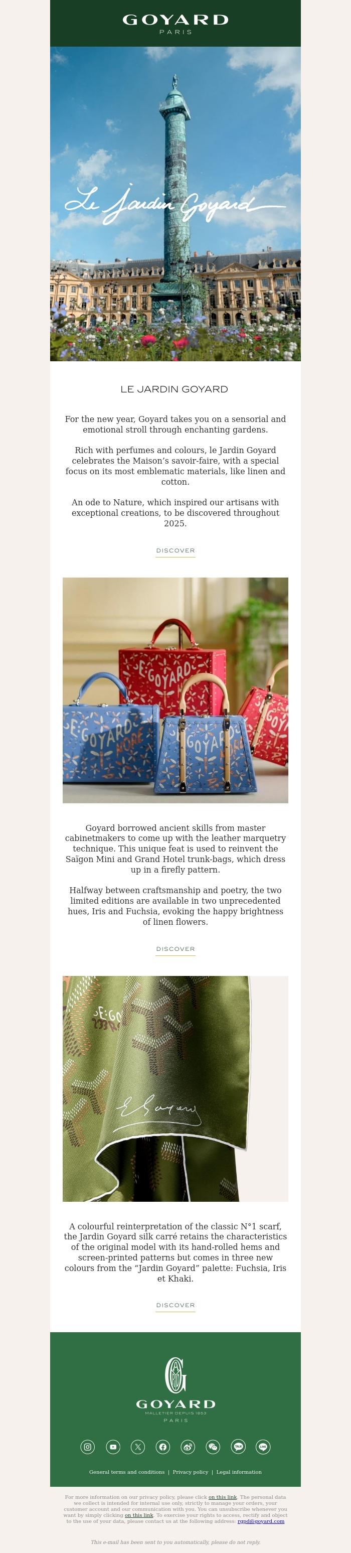 Email Design Inspiration from La Maison Goyard, Discover our new 2025 theme: Le Jardin Goyard