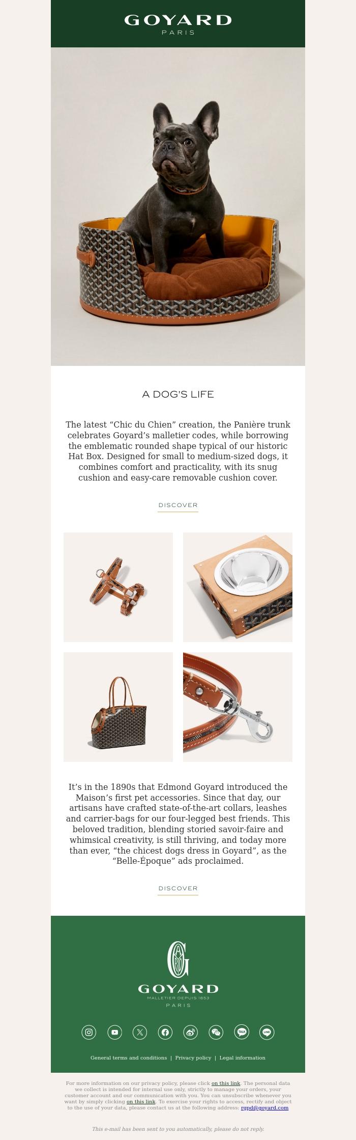 Email Design Inspiration from La Maison Goyard, Into your basket!