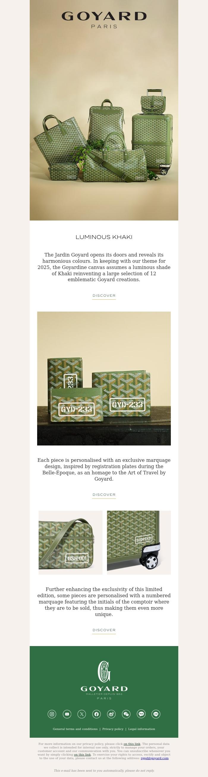 Email Design Inspiration from La Maison Goyard, Discover the new Khaki limited edition