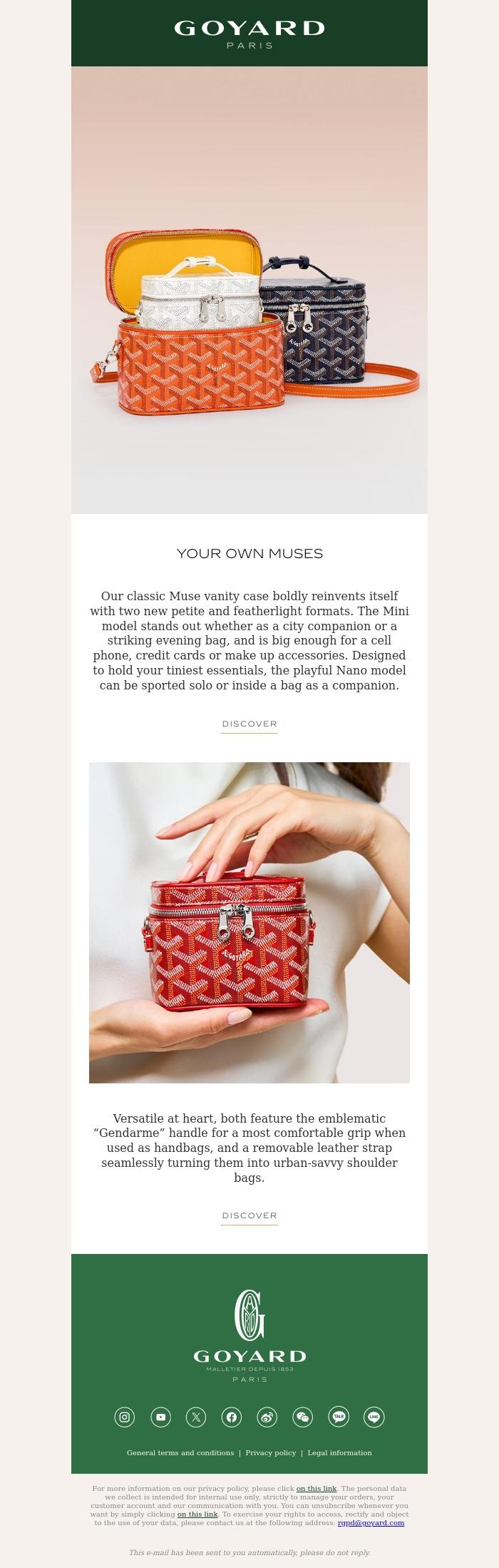 Email Design Inspiration from La Maison Goyard, An irresistible duo