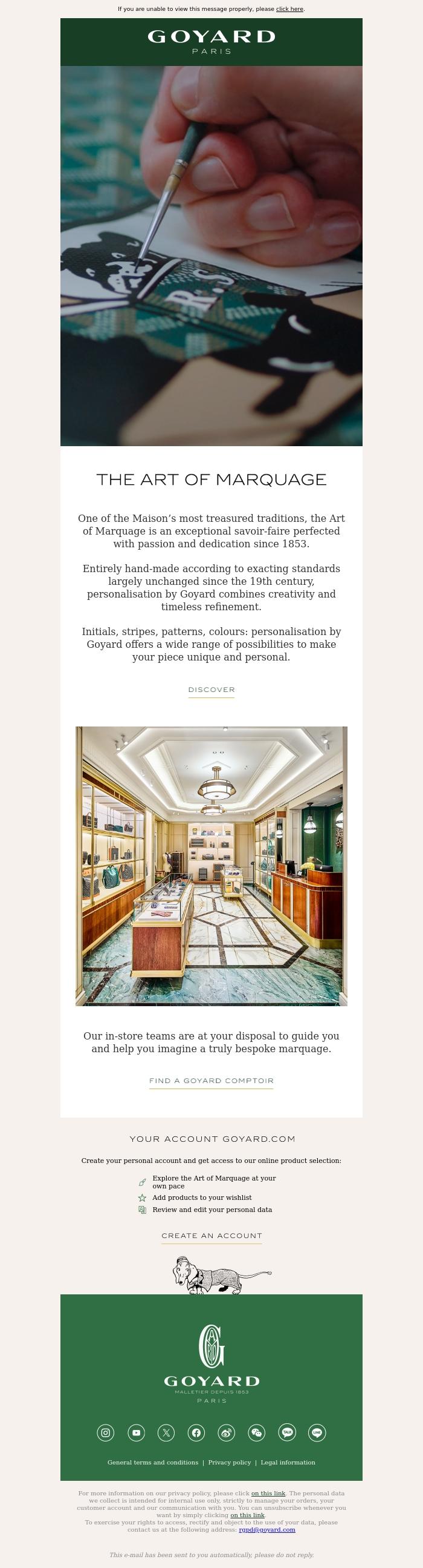 Email Design Inspiration from La Maison Goyard, The Art of Marquage