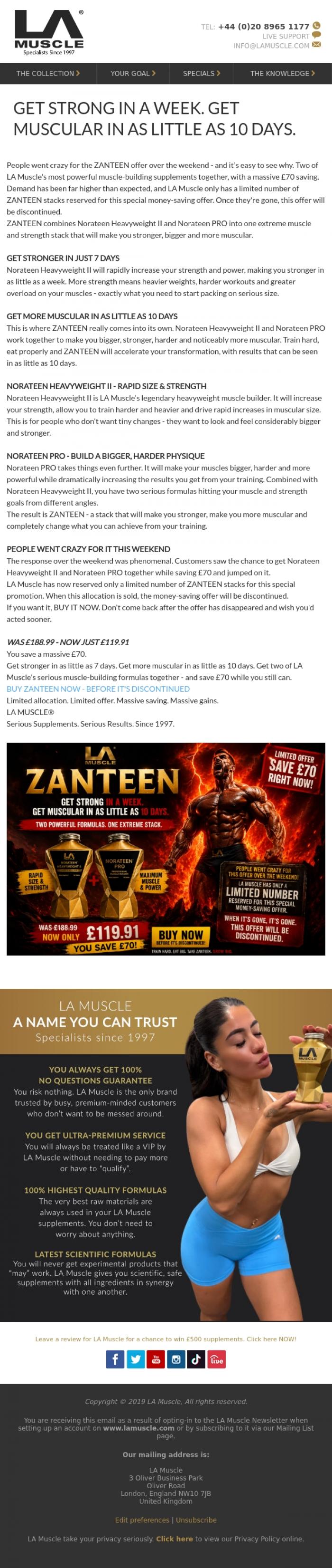 Email Design Inspiration from LA Muscle, OMG People went CRAZY for Zanteen