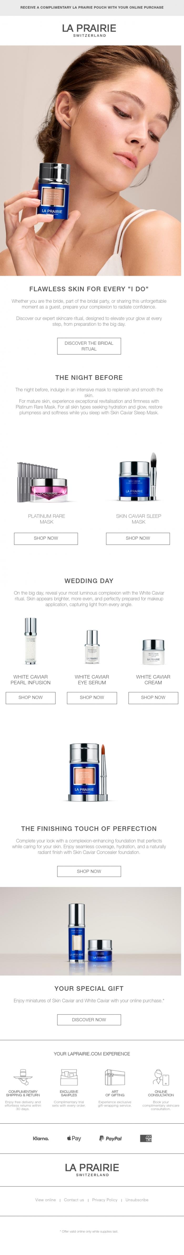 Email Design Inspiration from La Prairie, Glow beautifully for every celebration