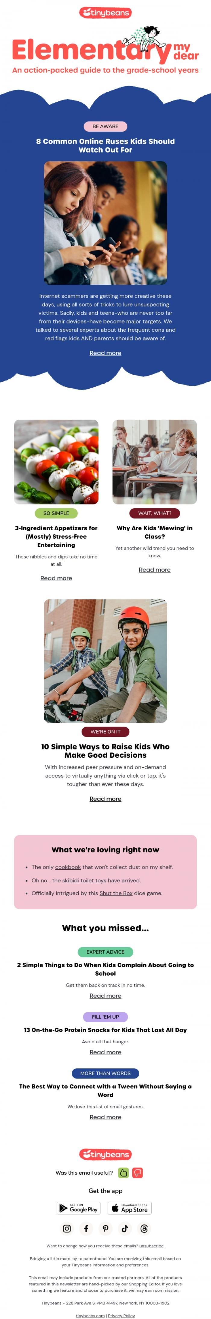 Email Design Inspiration from Lauren from Tinybeans, 8 Common Ways Kids Are Tricked Online
