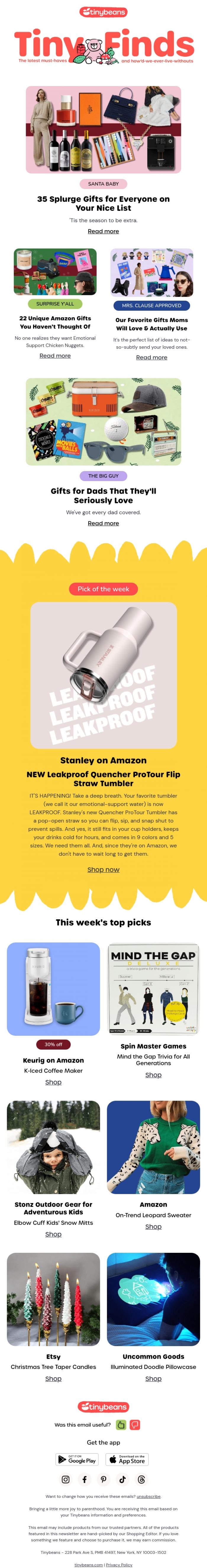 Email Design Inspiration from Lauren from Tinybeans, The Best Splurge Gifts 💸+ Unique Amazon Finds