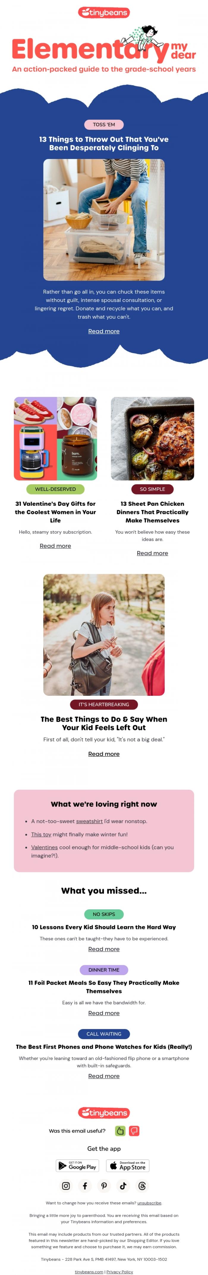 Email Design Inspiration from Lauren from Tinybeans, 13 Things to Throw Out That You've Been Desperately Clinging To