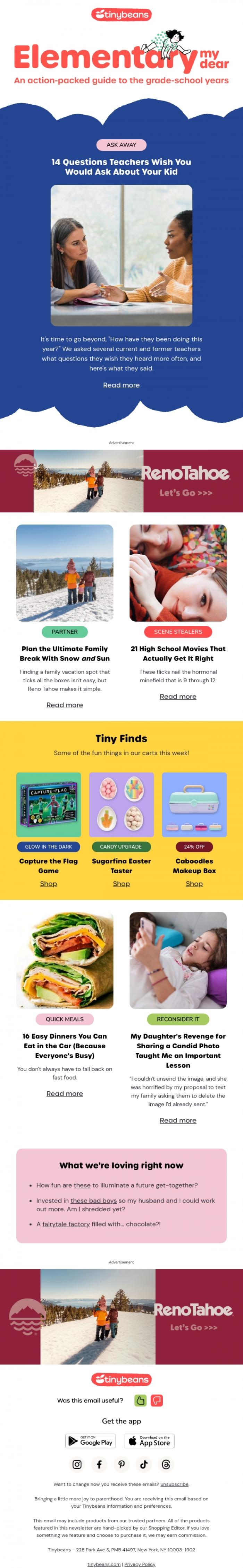Email Design Inspiration from Lauren from Tinybeans, 14 Questions Teachers Wish You Would Ask About Your Kid