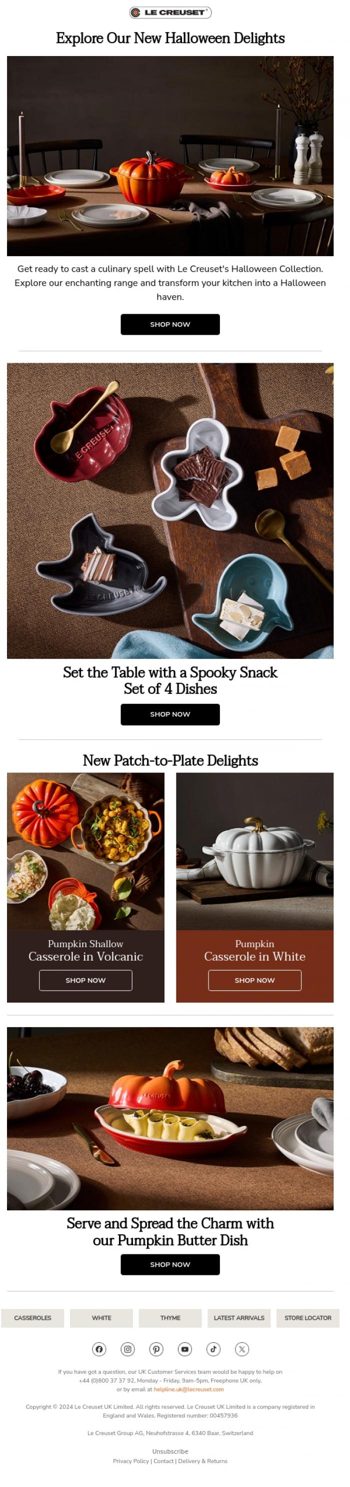 Email Design Inspiration from Le Creuset, Enchant Your Kitchen 🎃