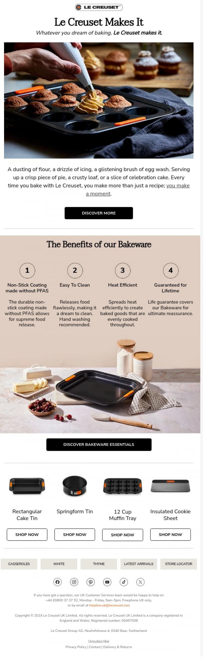 Email Design Inspiration from Le Creuset, Your Baking Moments Deserve The Best 🍪