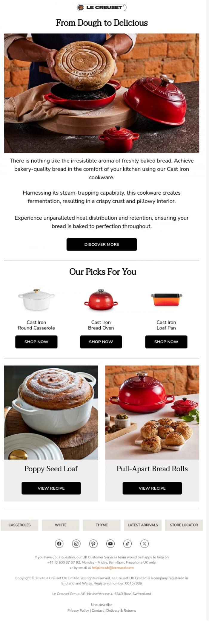 Email Design Inspiration from Le Creuset, Knead a Little Inspiration? 🍞🥖