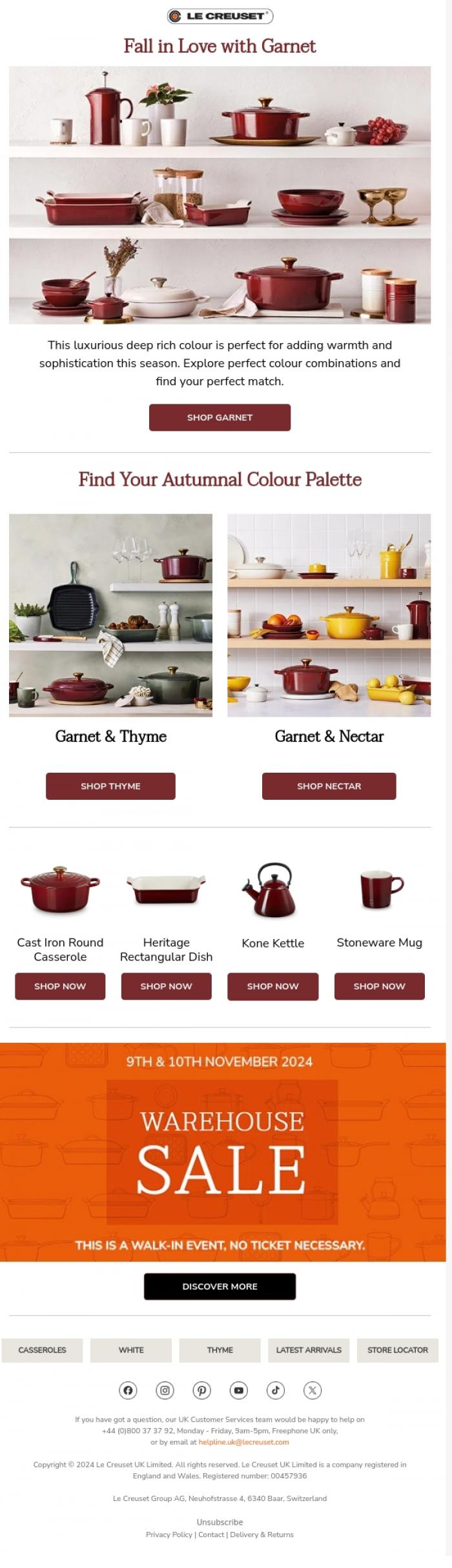 Email Design Inspiration from Le Creuset, The Colour of the Season 🍂