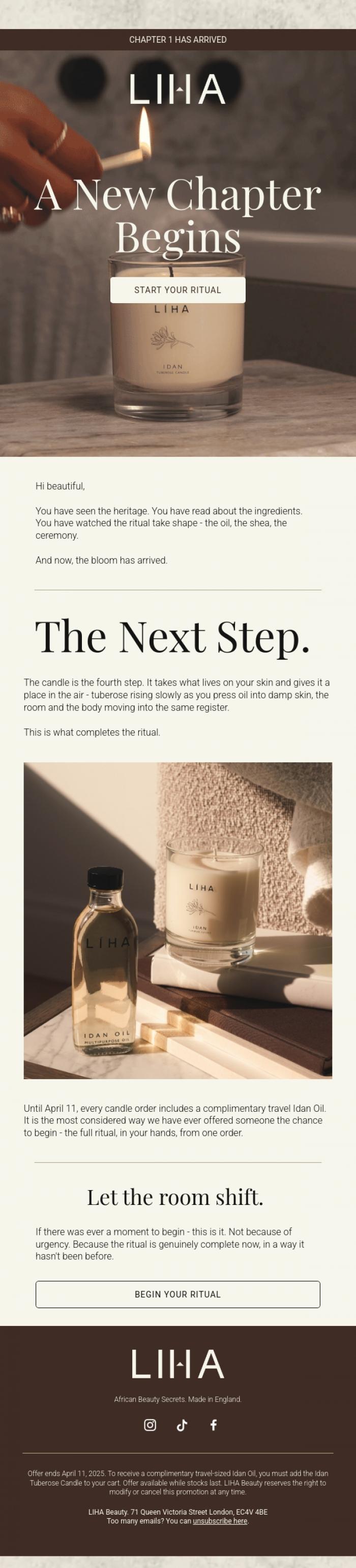 Email Design Inspiration from LIHA Beauty, A new chapter begins. This is the moment.