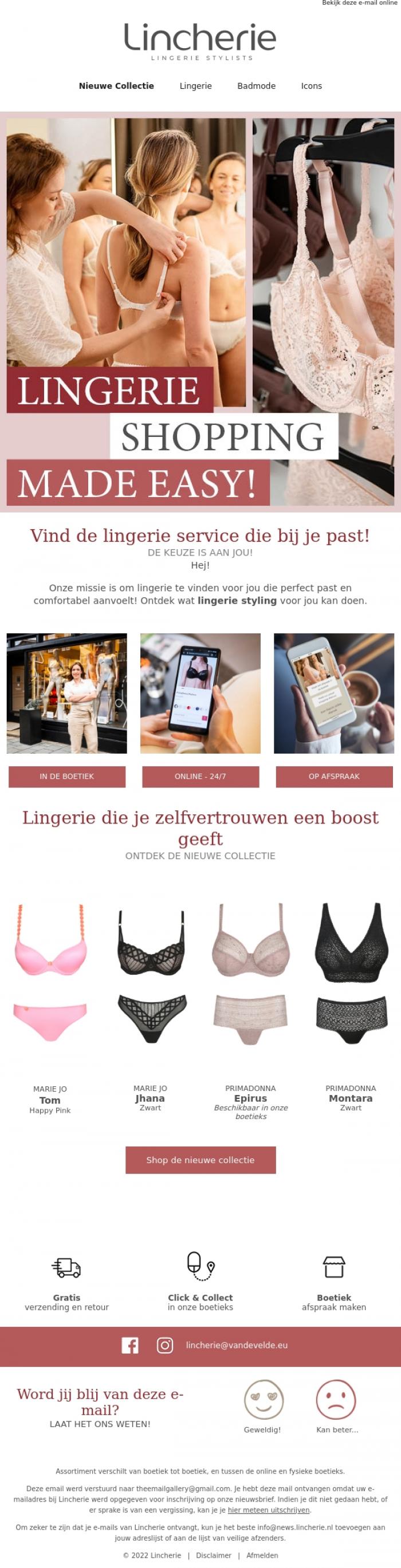 Email Design Inspiration from Lincherie, Vind de lingerie service die bij je past! Shop zoals jij dat wilt 🛍️​