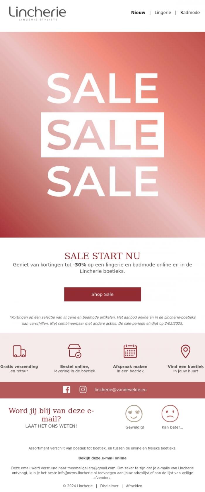 Email Design Inspiration from Lincherie, It's the most wonderful time of the year... WINTER SALE! ✨