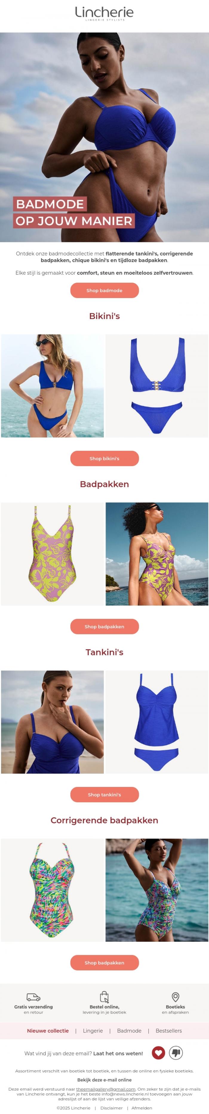 Email Design Inspiration from Lincherie, Badmode, op jouw manier 🙌