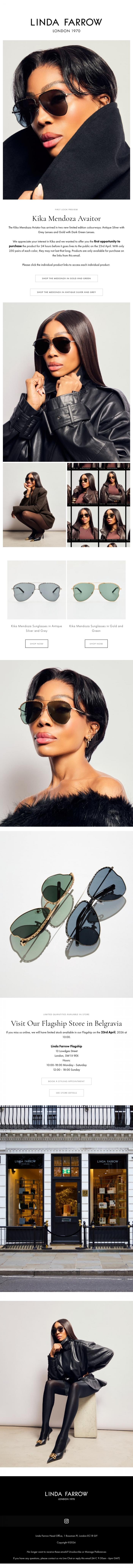 Email Design Inspiration from LINDA FARROW, NEW KIKA DROP