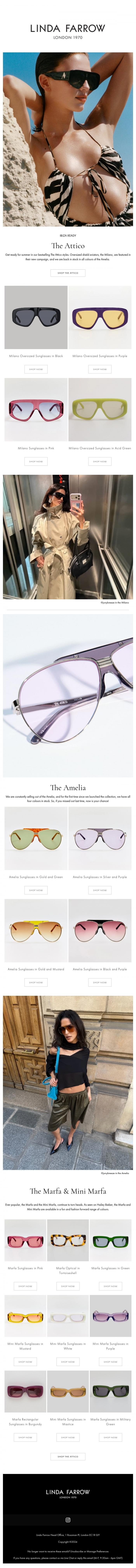 Email Design Inspiration from LINDA FARROW, Ibiza Ready In The Attico
