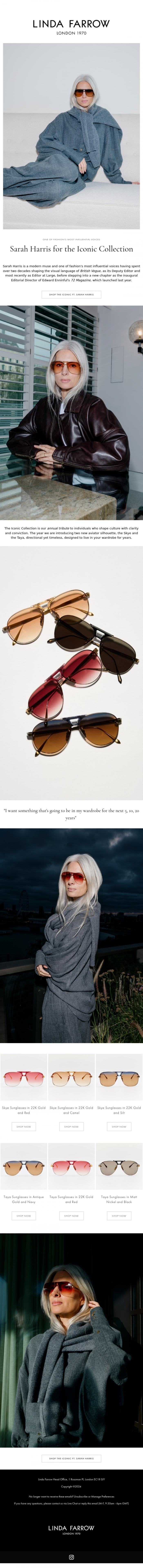 Email Design Inspiration from LINDA FARROW, Sarah Harris, Editorial Director 72 Mag, Ex. Vogue