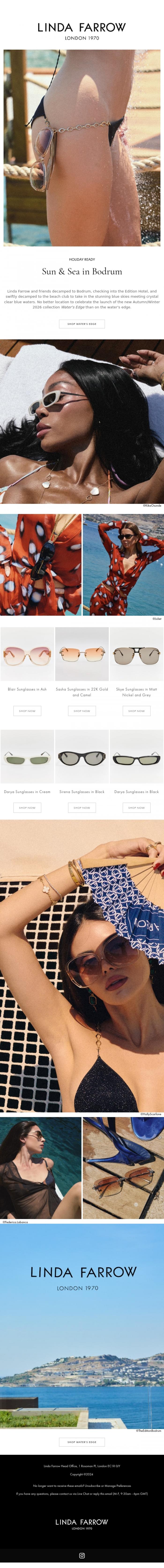 Email Design Inspiration from LINDA FARROW, Sun, Sea, and Bodrum