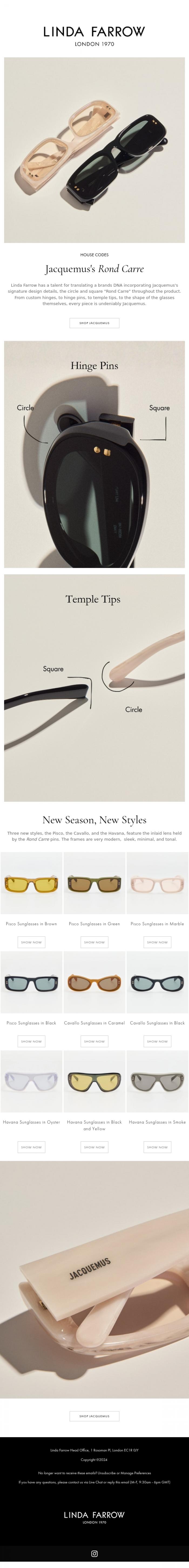 Email Design Inspiration from LINDA FARROW, Jacquemus House Codes 🟡🟨