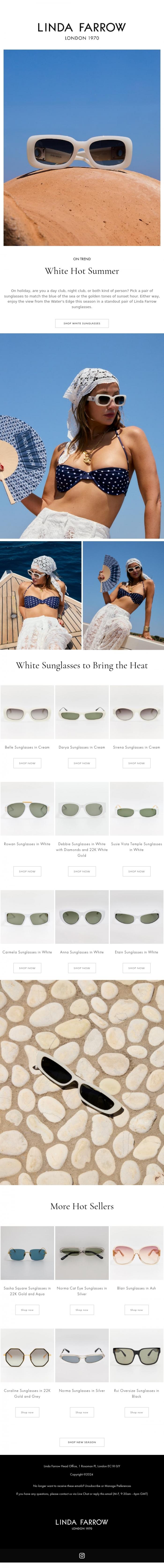 Email Design Inspiration from LINDA FARROW, White Hot Summer