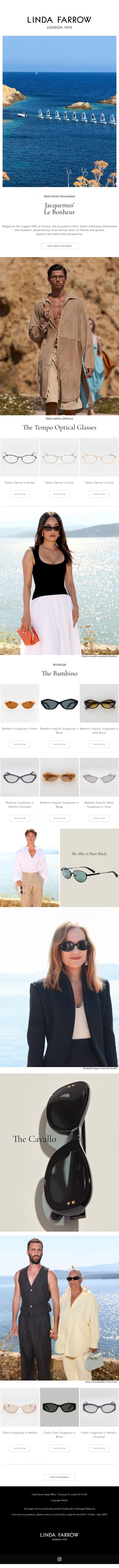 Email Design Inspiration from LINDA FARROW, Jacquemus | Le Bonheur