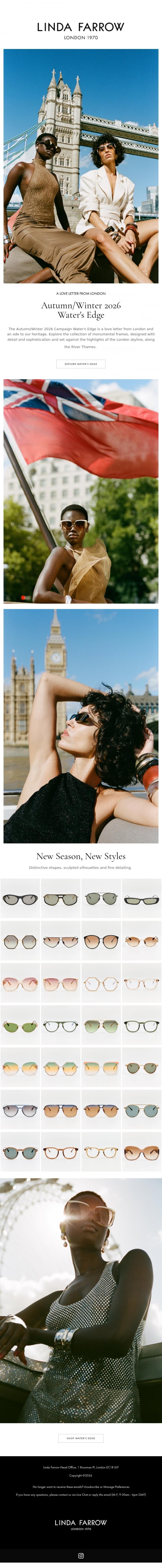 Email Design Inspiration from LINDA FARROW, A Love Letter From London