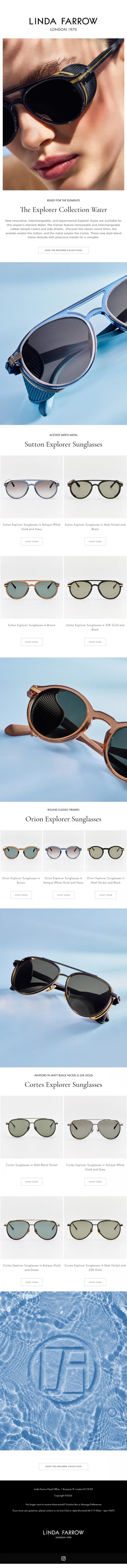 Email Design Inspiration from LINDA FARROW, New Season Explorer | Water