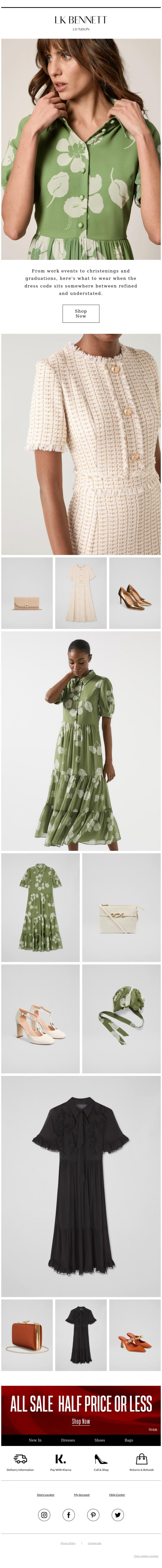 Email Design Inspiration from LK BENNETT, Dresses For Every Moment