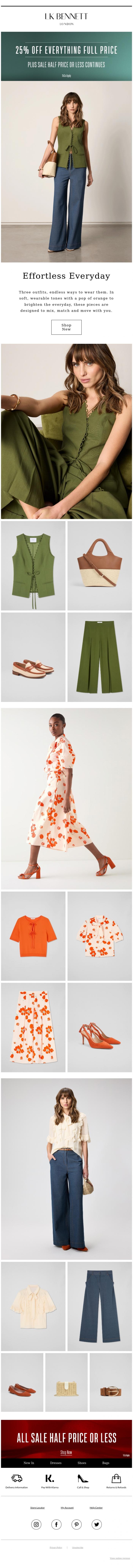 Email Design Inspiration from LK BENNETT, 25% Off Everything Continues