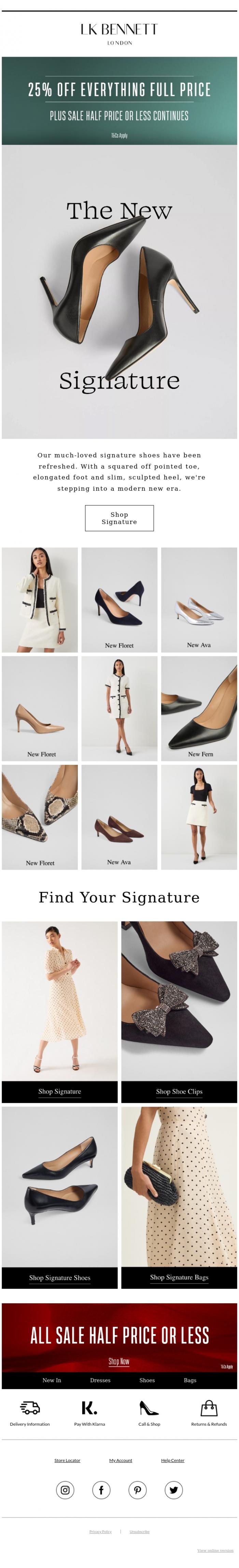 Email Design Inspiration from LK BENNETT, 25% Off Everything | The New Signature