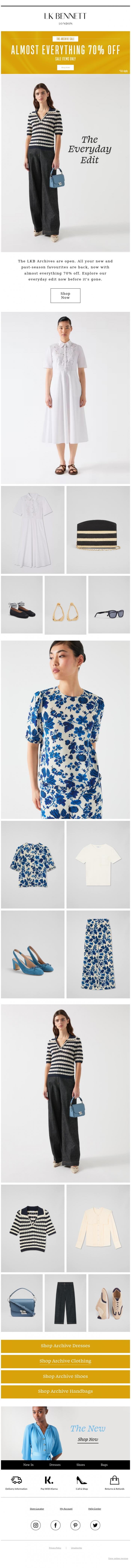 Email Design Inspiration from LK BENNETT, Almost Everything 70% Off Archive Sale
